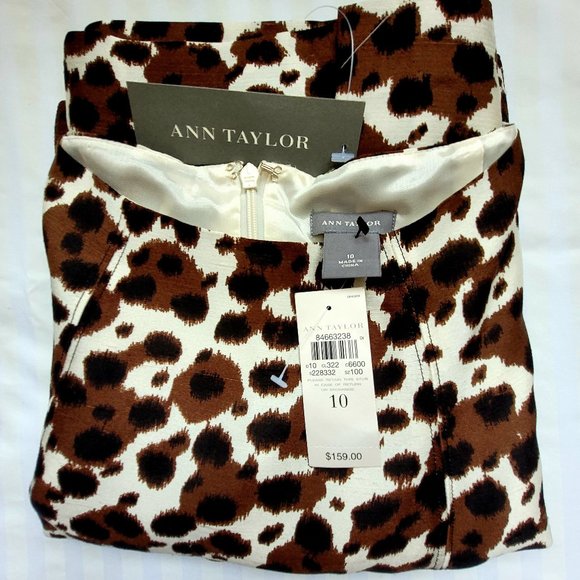 Ann Taylor Business Casual Women's Dress ~ Size 10 ~ Brown, Tan & Animal Print - Picture 1 of 8